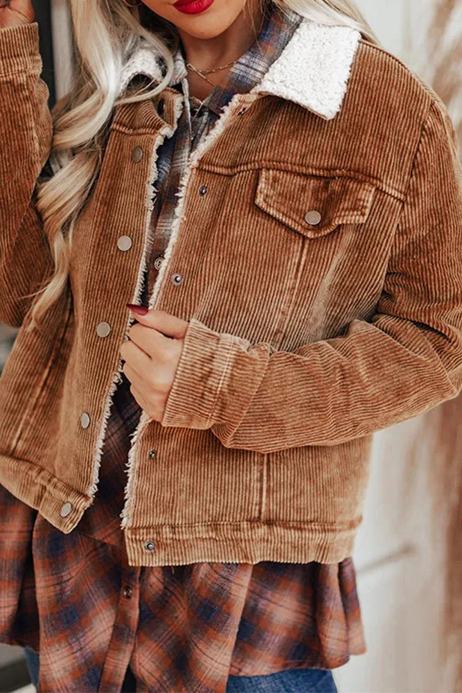 Teddy Collar Corduroy Jacket Women