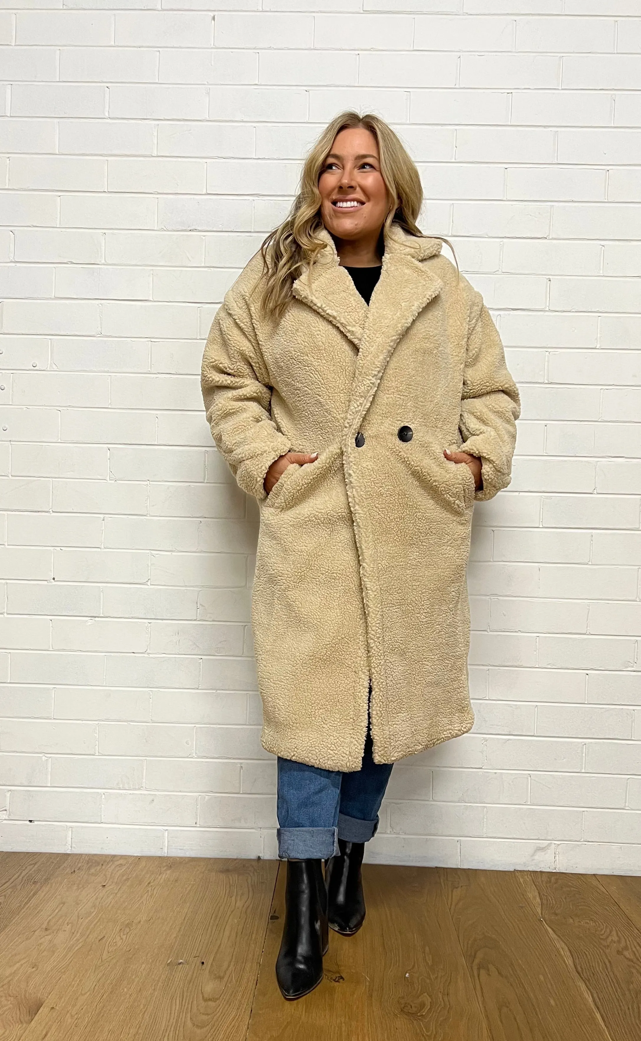 TEDDY MAXI COAT- NATURAL