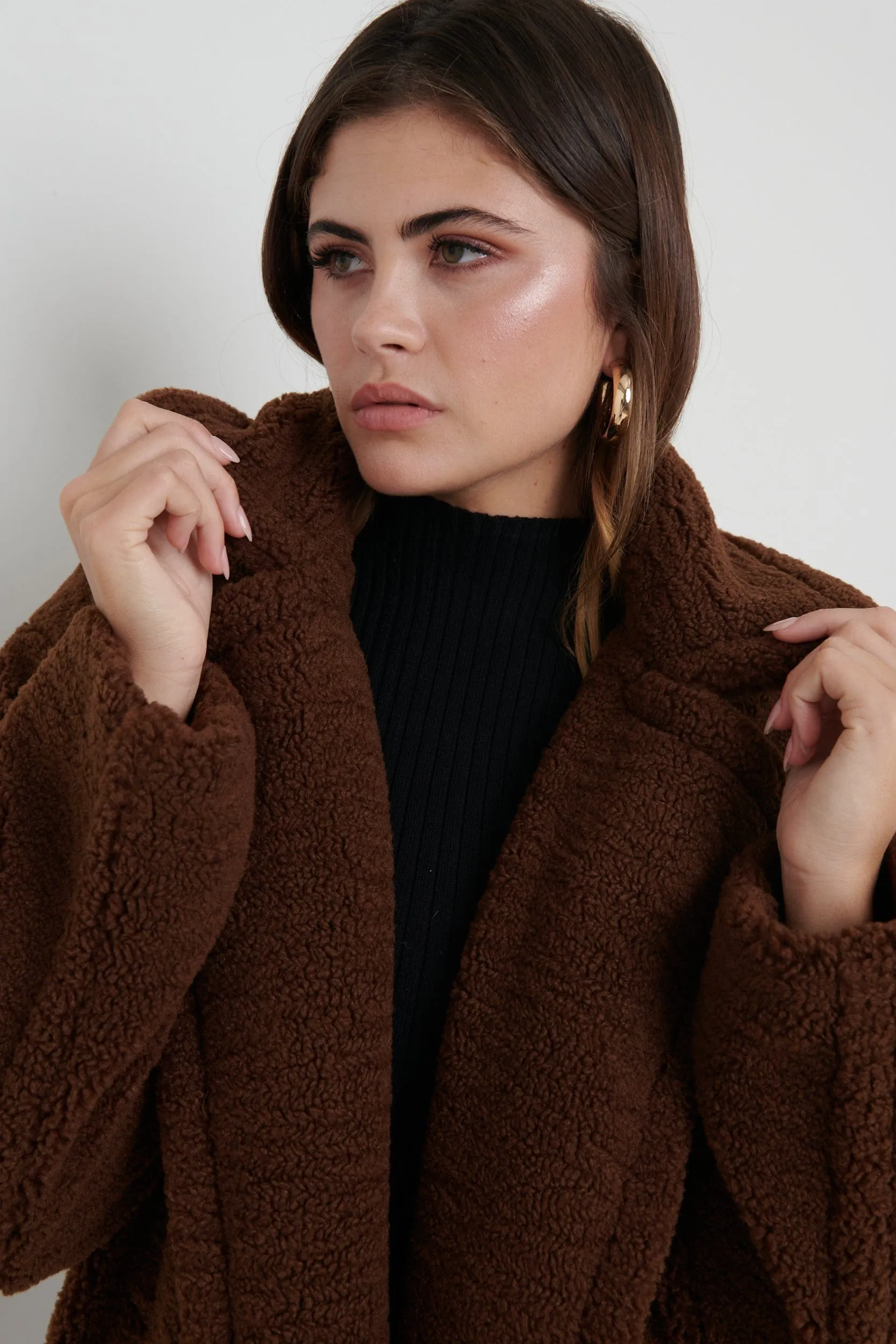 Teddy Oversized Coat - Brown