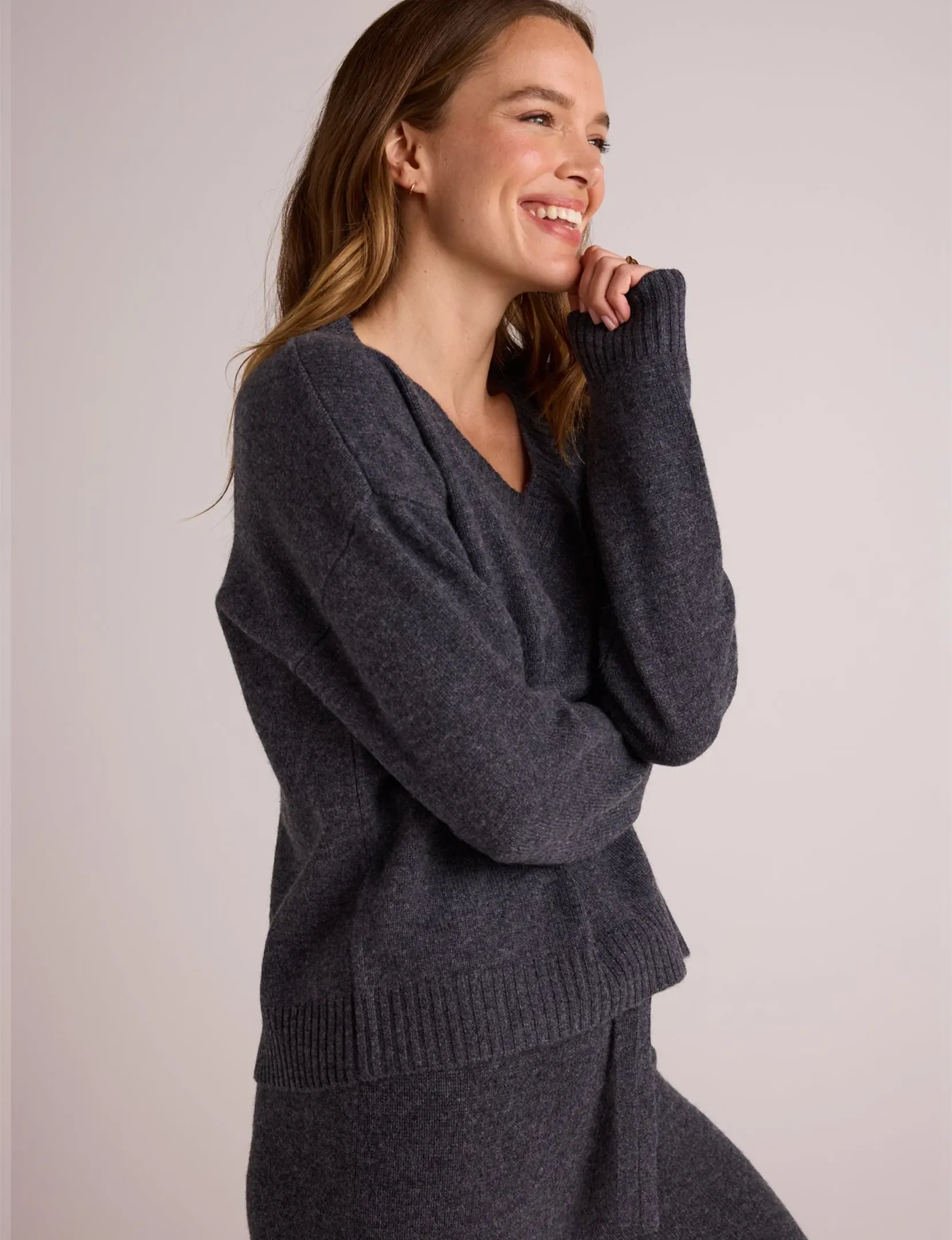 V-Neck Sweater, Charcoal