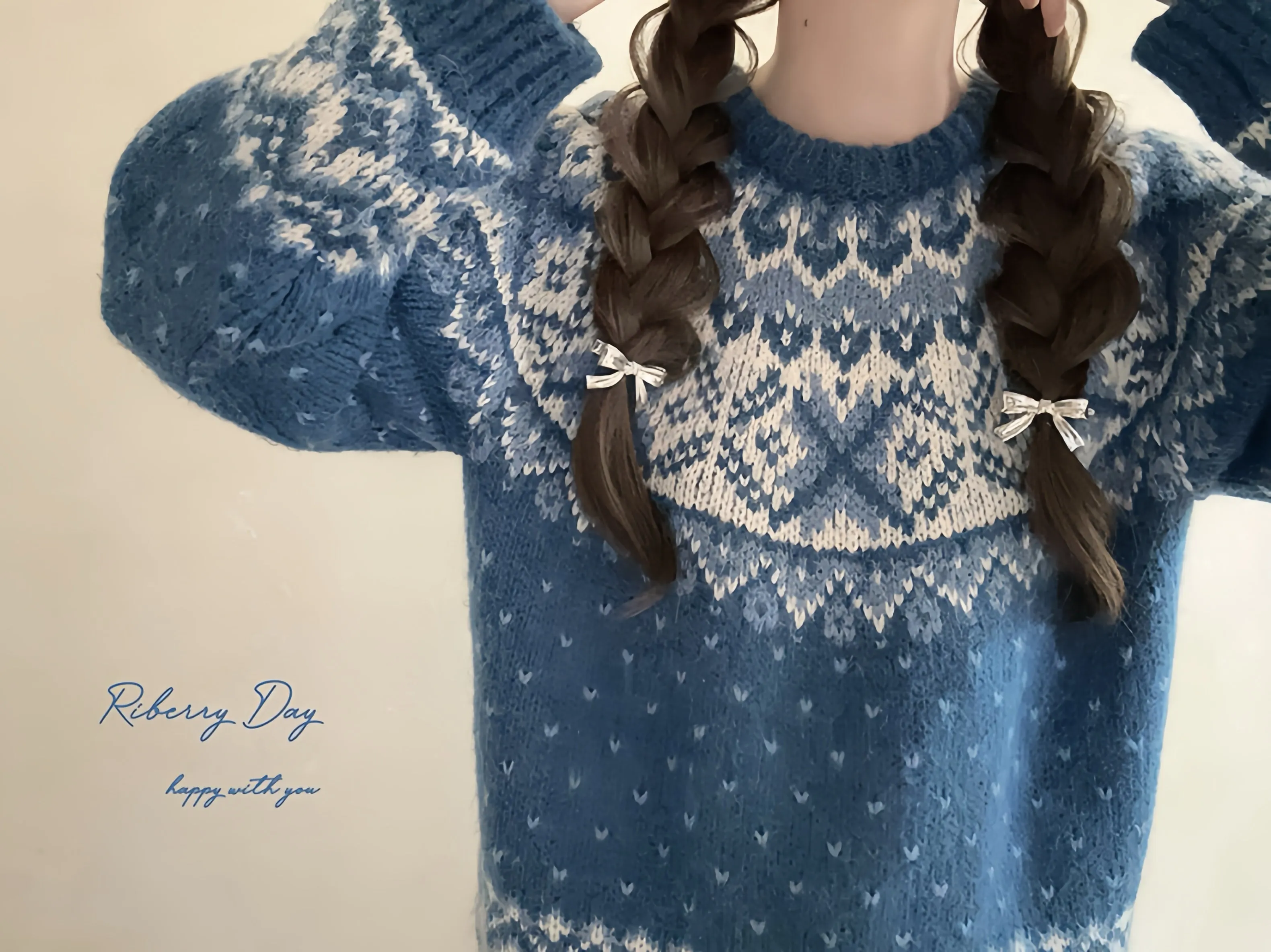 Vintage Fairy fair isle sweater wool blended