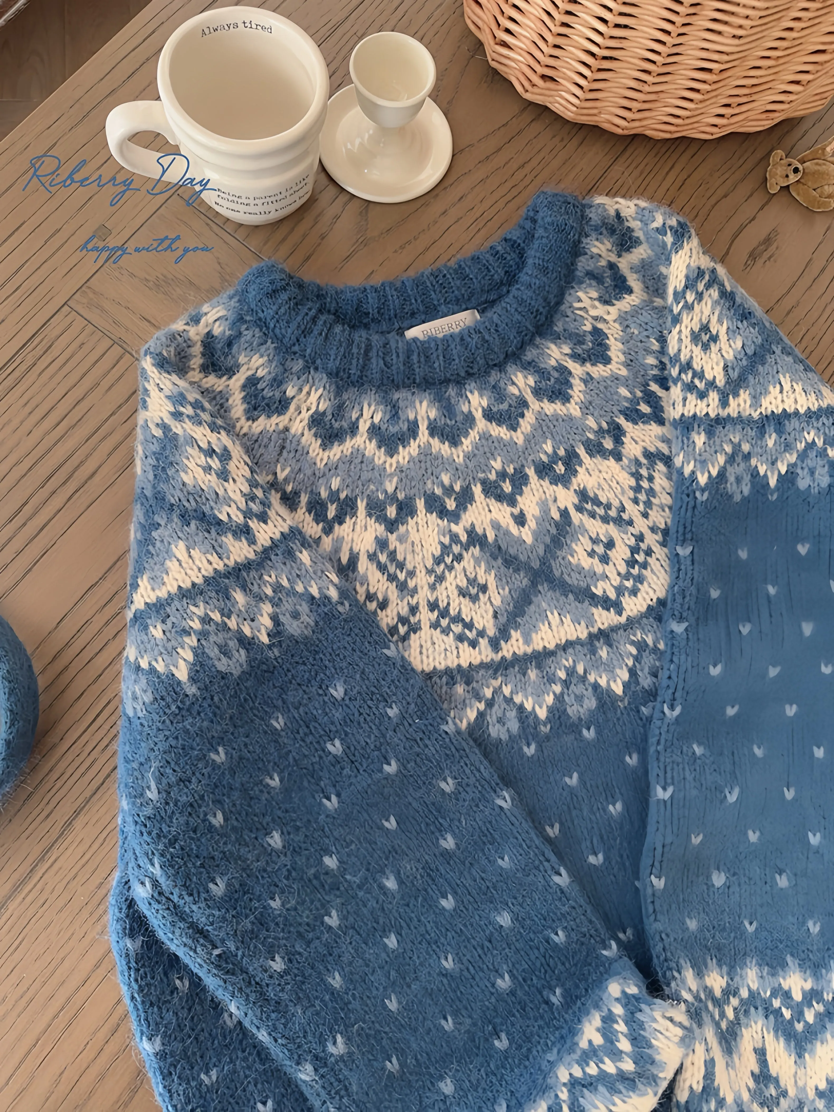 Vintage Fairy fair isle sweater wool blended