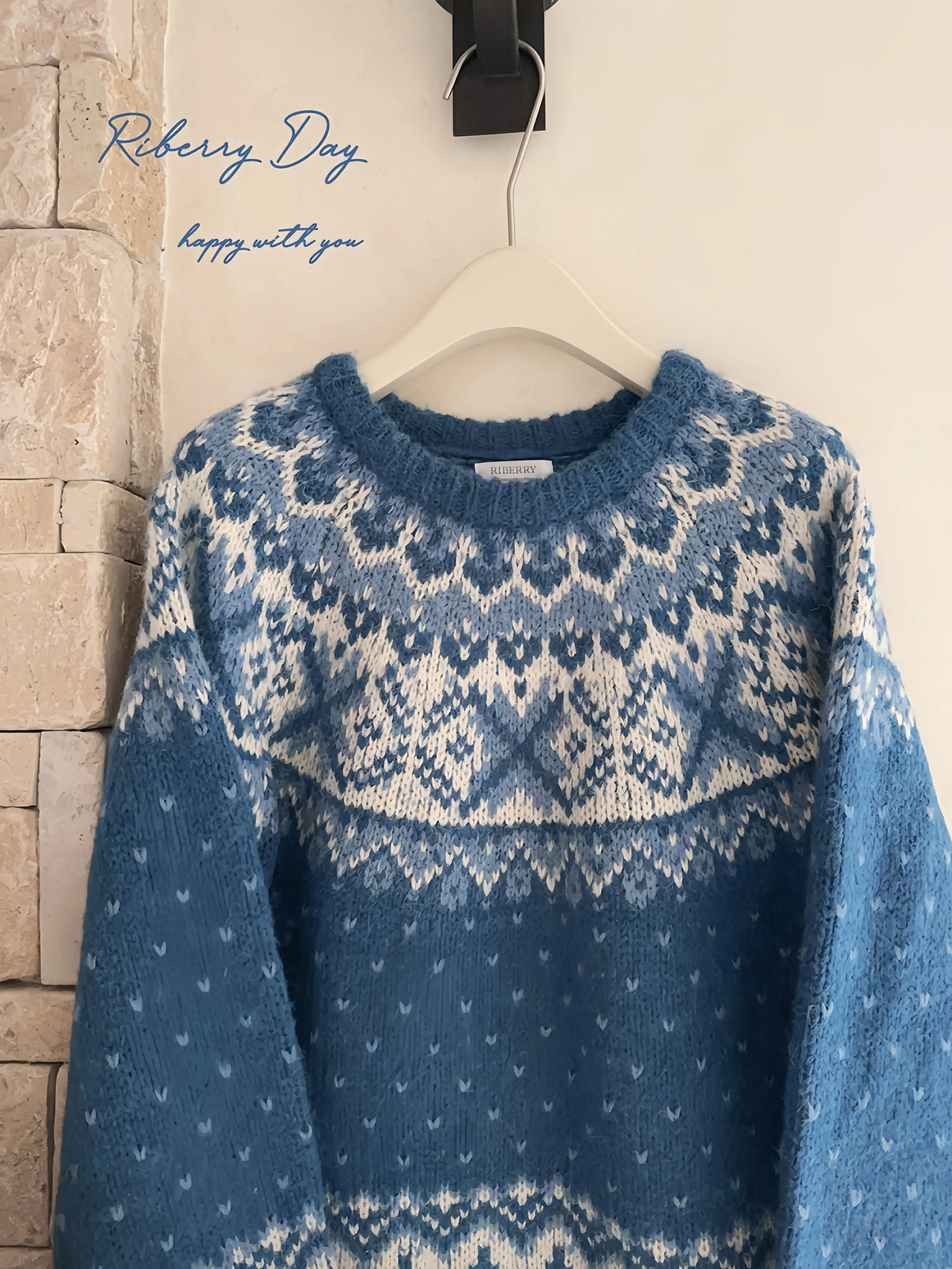 Vintage Fairy fair isle sweater wool blended