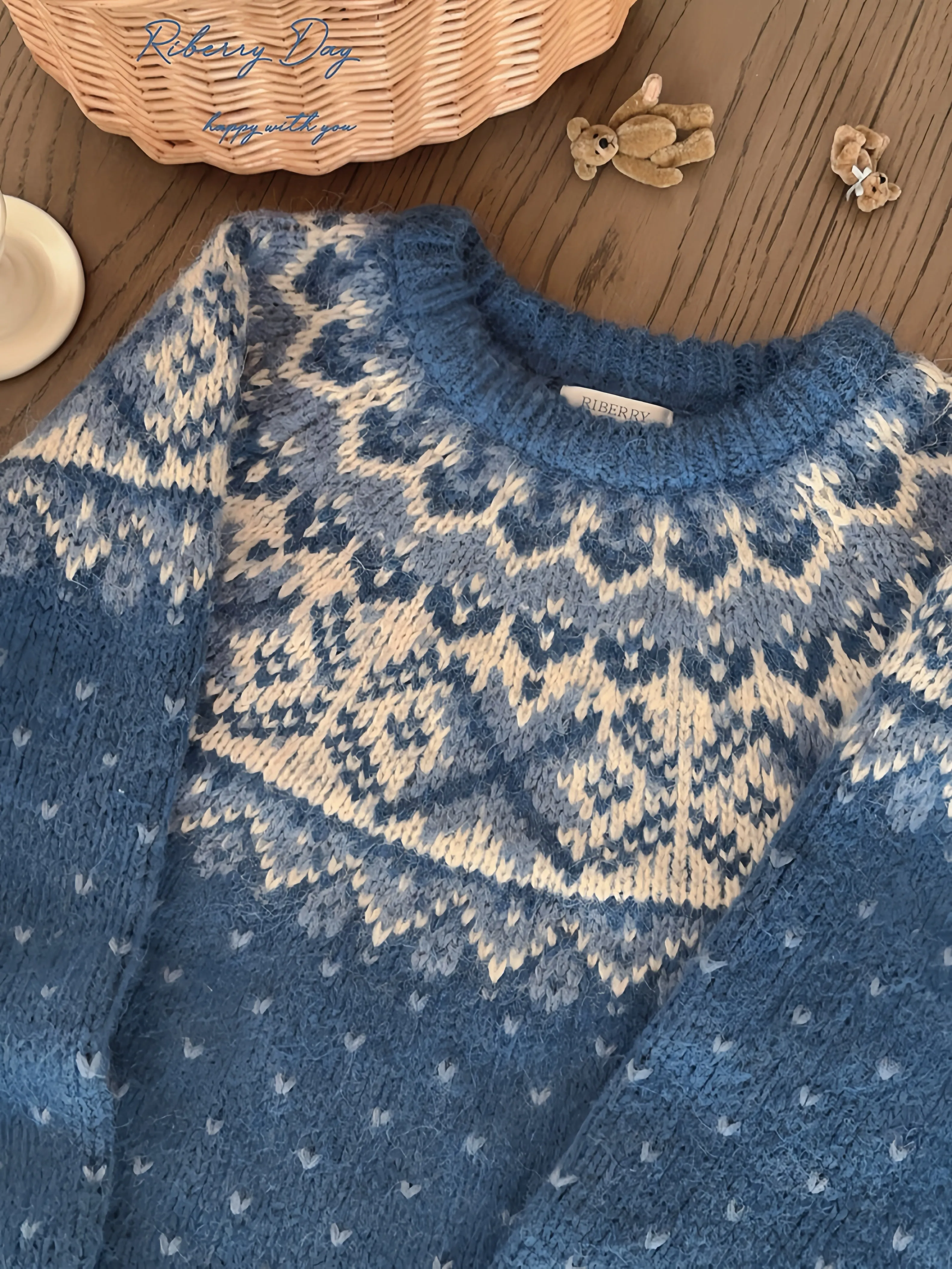 Vintage Fairy fair isle sweater wool blended