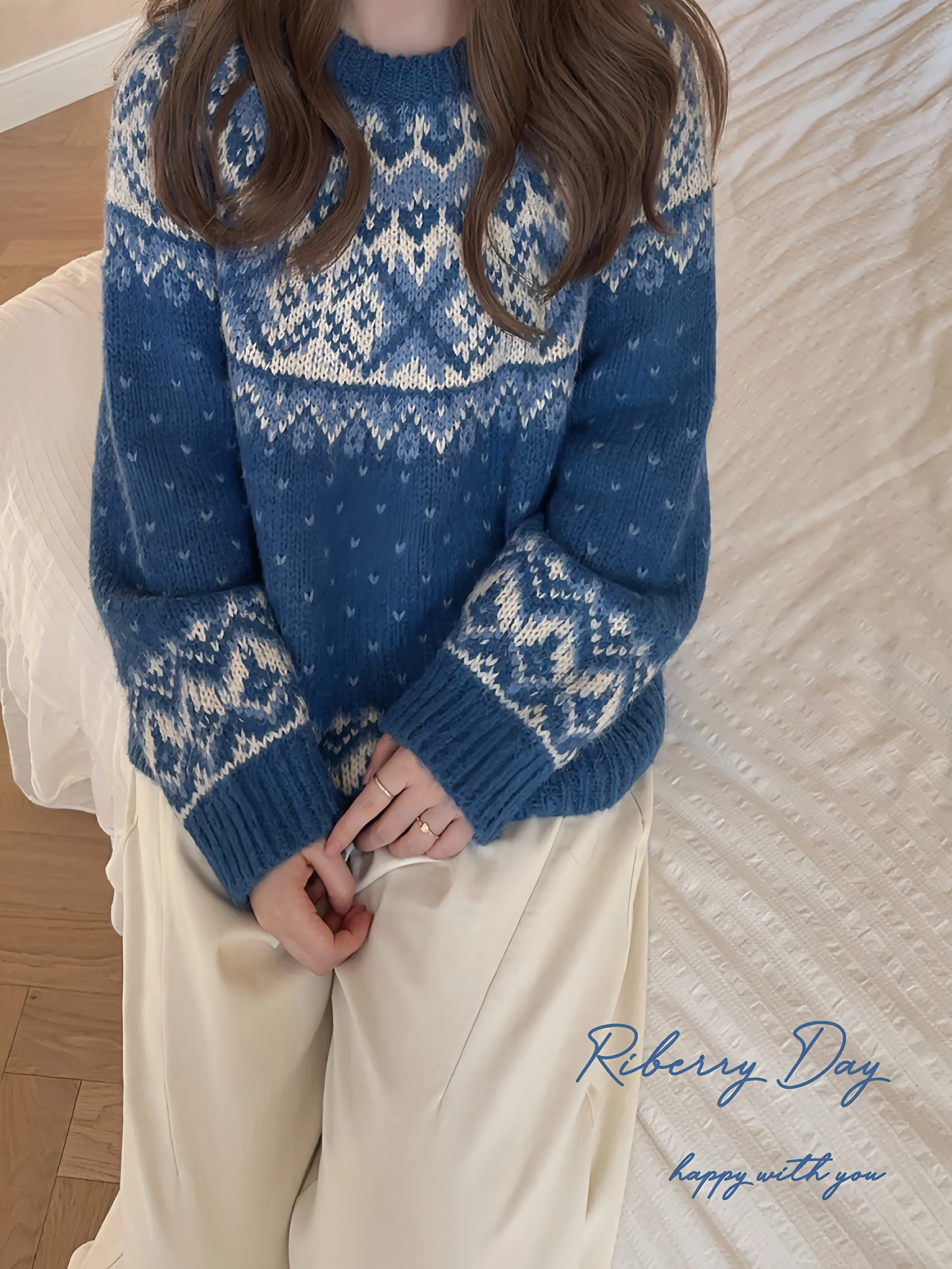 Vintage Fairy fair isle sweater wool blended