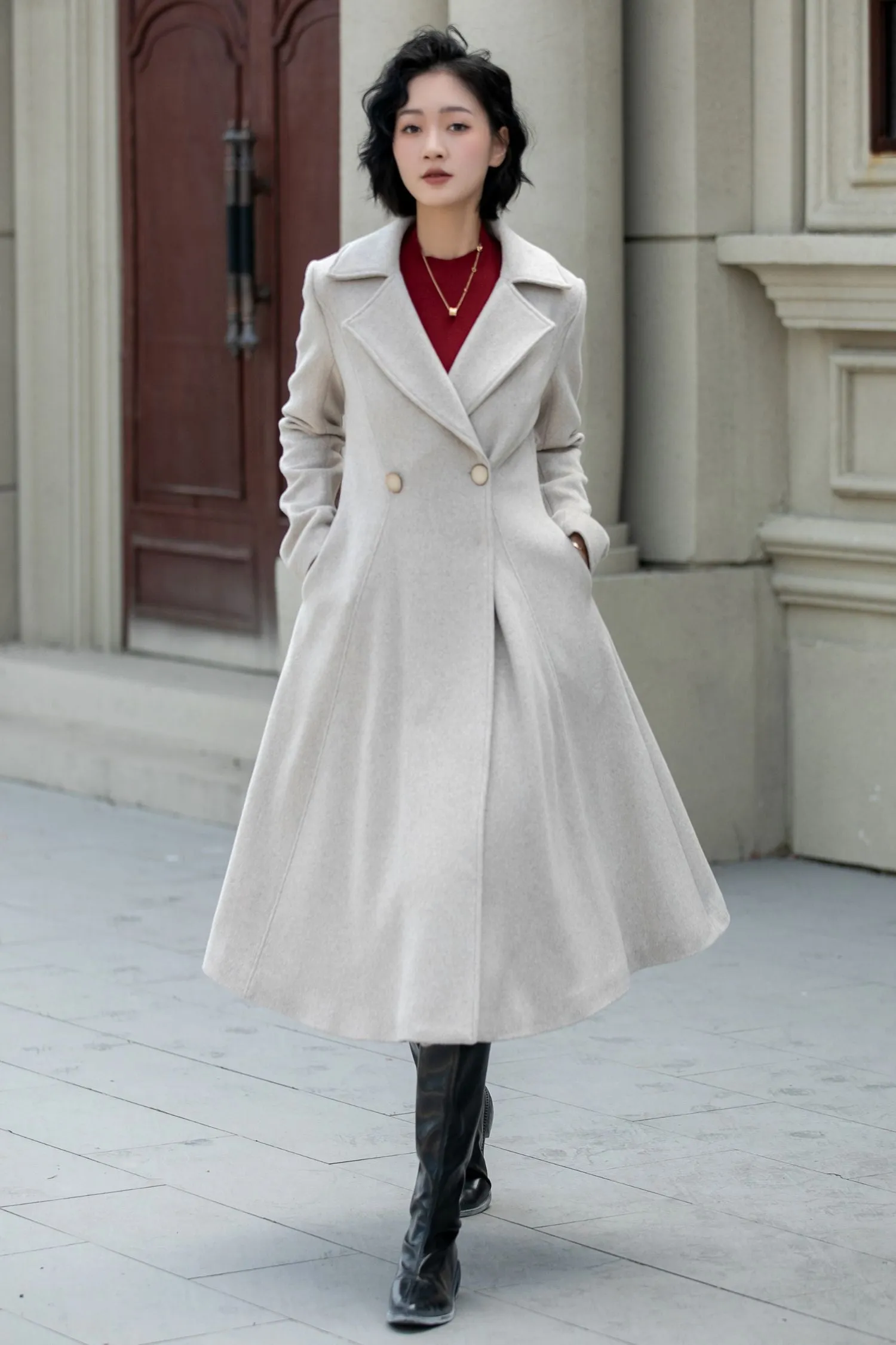 Warm winter wool coat for women 5456