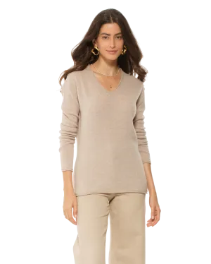 Women's Ultra-Light Cashmere V-Neck Sweater Beige