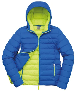 Womens Urban snow bird hooded jacket | Ocean Blue/Lime