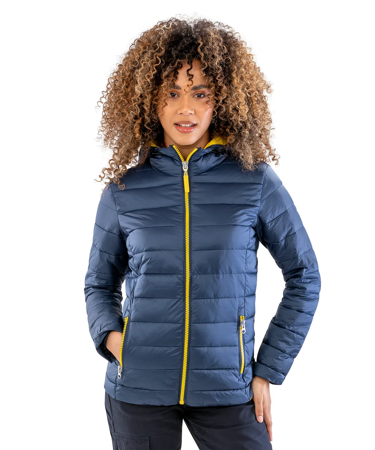 Womens Urban snow bird hooded jacket | Ocean Blue/Lime